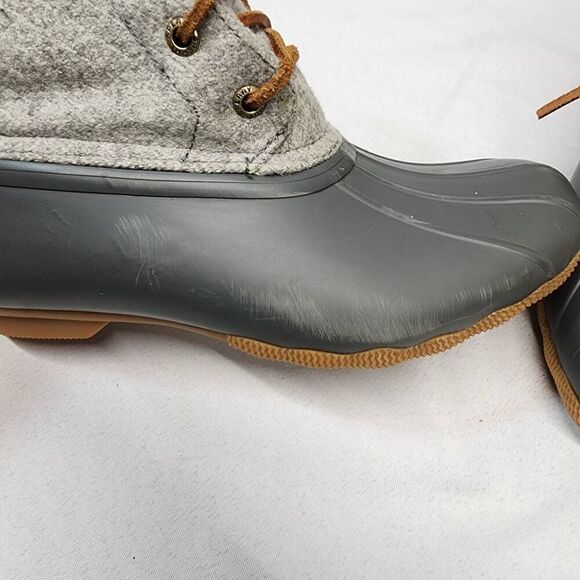 Sperry Women's 6 Top-Sider Saltwater Emboss Wool Duck Boot Grey - Picture 7 of 10